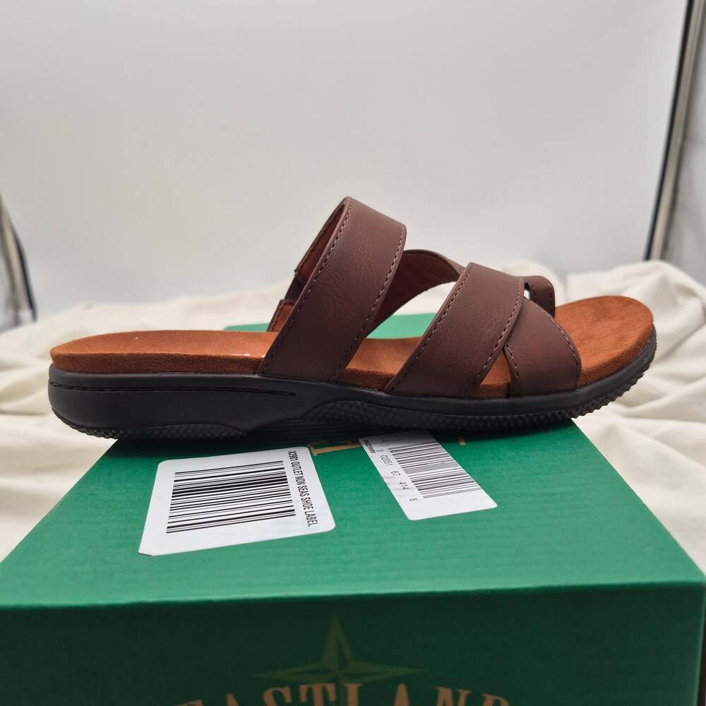 New Eastland seaside Wedge Slide Sandal slip on brown Women's size 6